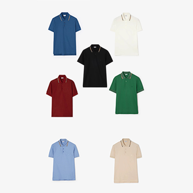 burberry check collar ekd embroidery cotton pique polo shirt